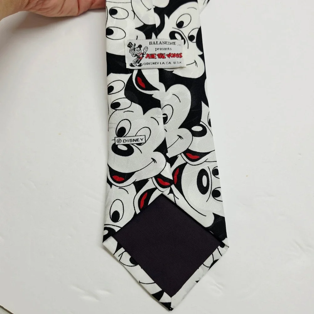 Disney Mickey Mouse Necktie Mens Vintage Black White Balancine Tie Works